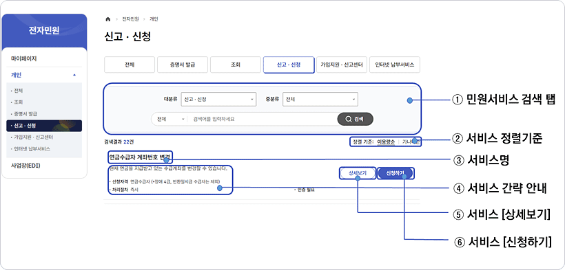 pc화면에서 신고신청 화면